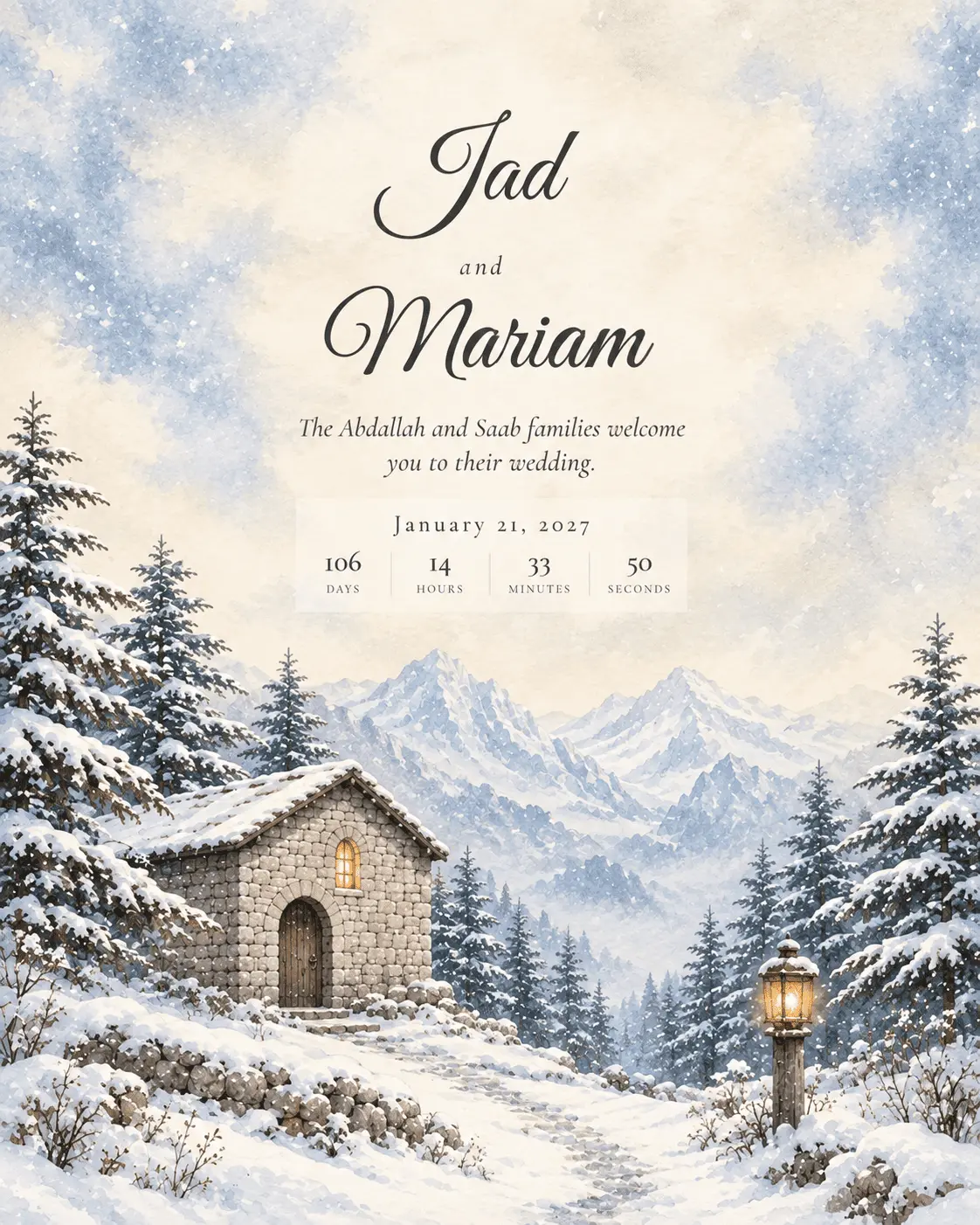 Winter digital invitation template